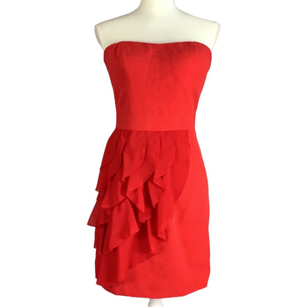 ARK & CO Orange Red Strapless Mini Dress Women's M